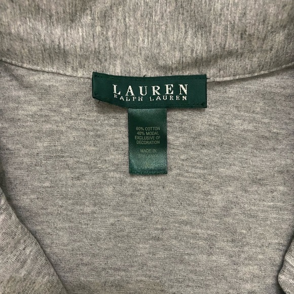 Ralph Lauren Women's Gray Pajama Top with White Trim - Picture 4 of 5